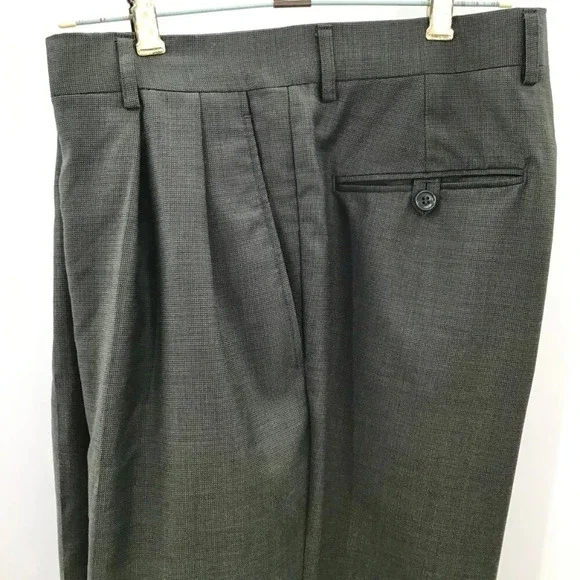 Mens Jones New York Suit 40R Pants 35/28.5 Wool Cashmere Blend Green Houndstooth - Picture 14 of 16